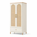 Armoire en bois et rotin couleur crème 180x80x45 cm