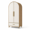 Armoire en bois avec portes et tiroir chêne clair et blanc
