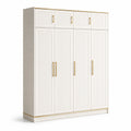 Armoire en MDF Blanc avec Poignées Métalliques Dorées