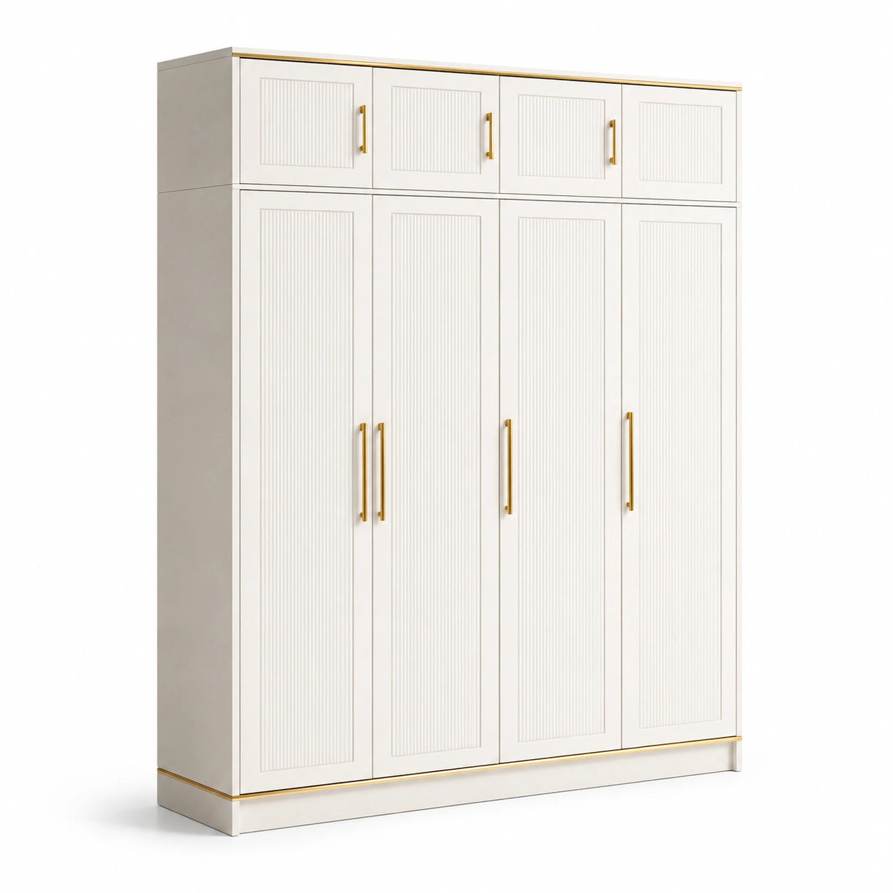 Armoire en MDF Blanc avec Poignées Métalliques Dorées