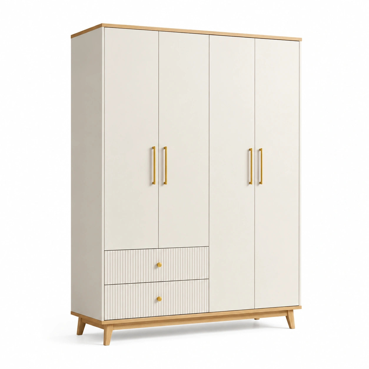 Armoire en bois à trois portes avec détails en chêne