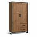 Armoire en bois et métal avec 2 portes et 2 tiroirs 180x90x50 cm