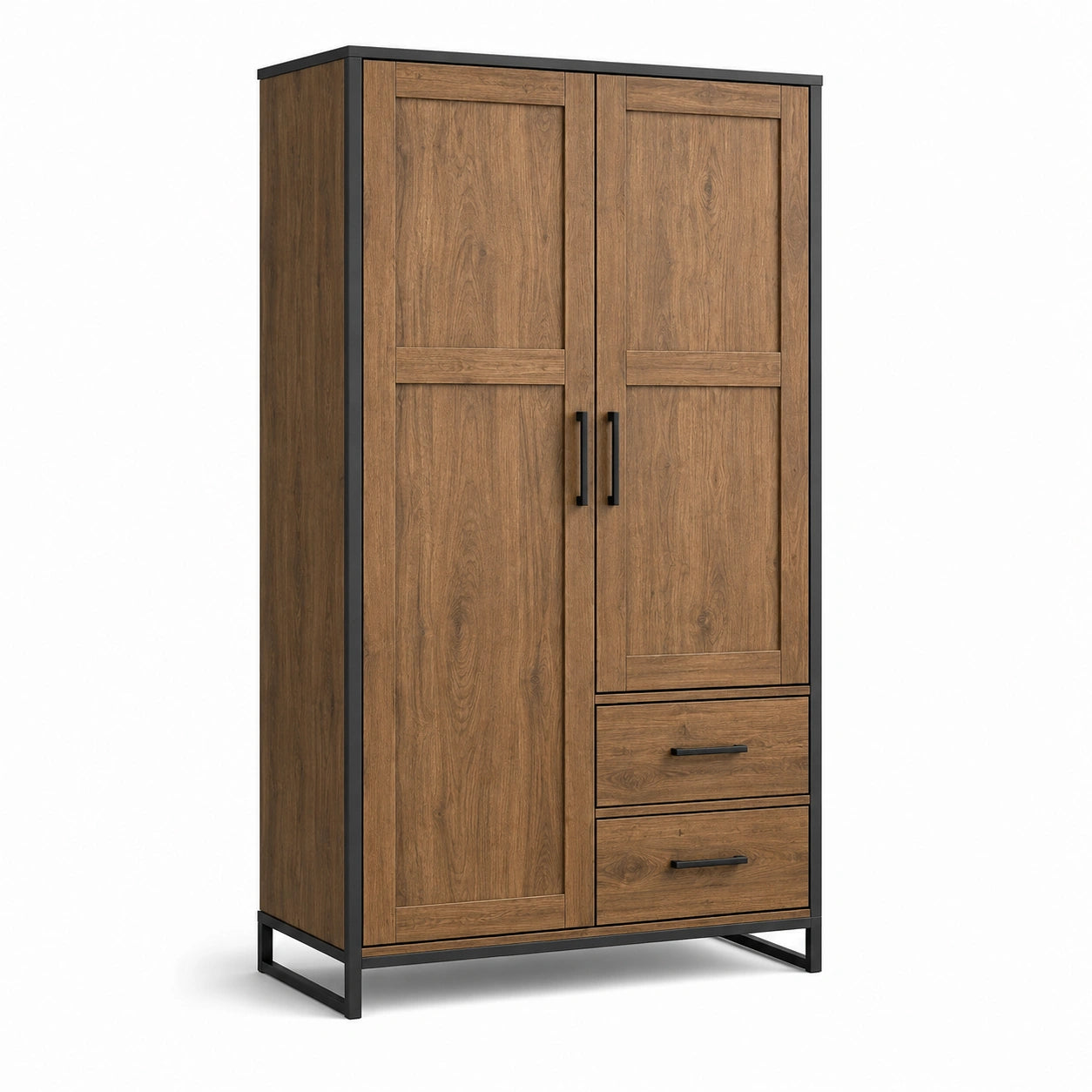 Armoire en bois et métal avec 2 portes et 2 tiroirs 180x90x50 cm