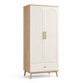 Armoire haute en bois et MDF blanc avec étagères réglables