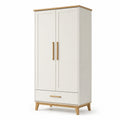 Armoire bois blanc et chêne avec tiroir 180x80x50 cm
