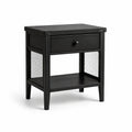 Table de chevet en bois et métal noir avec tiroir