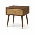 Table de chevet en bois avec tiroir en rotin 50x40x55 cm