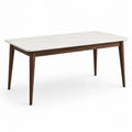 Table de salle à manger en bois et marbre blanc 180x90x75 cm