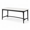 Table rectangulaire en marbre blanc et métal noir 180x90 cm
