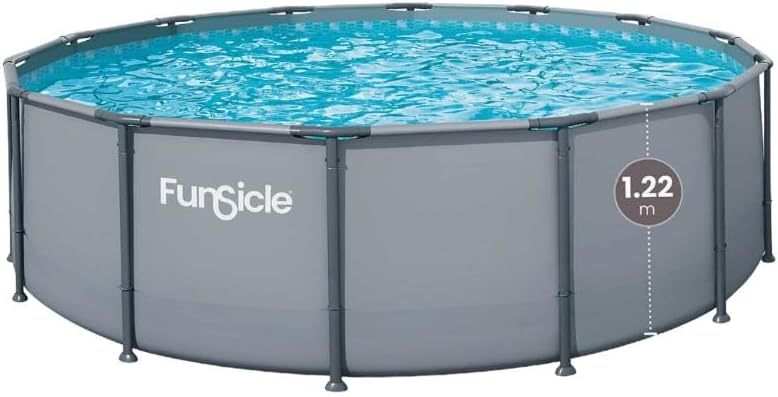 FUNSICLE, Piscine hors sol, Piscine Tubulaire Ronde Gris uni Ø4, 57m x h1, 22m, Gris