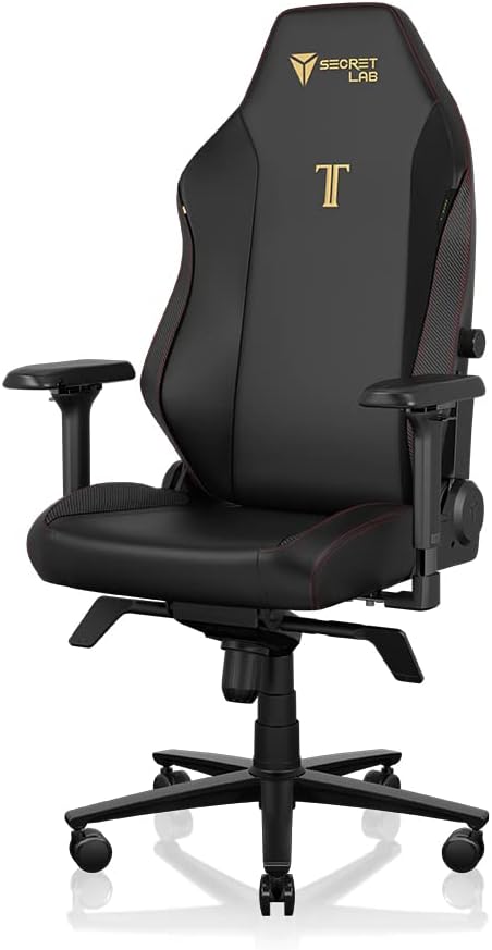 Chaise Gaming Titan Evo Stealth, Inclinable et Robuste avec Accoudoirs 4D, Similicuir – Secretlab, jusqu'à 180kg, Noir