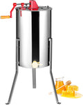 VEVOR, Extracteur, Extracteur de Miel Manuel 2/4 Cadres Centrifugeuse Séparateur Miel en Acier INOX avec, Argent/Rouge