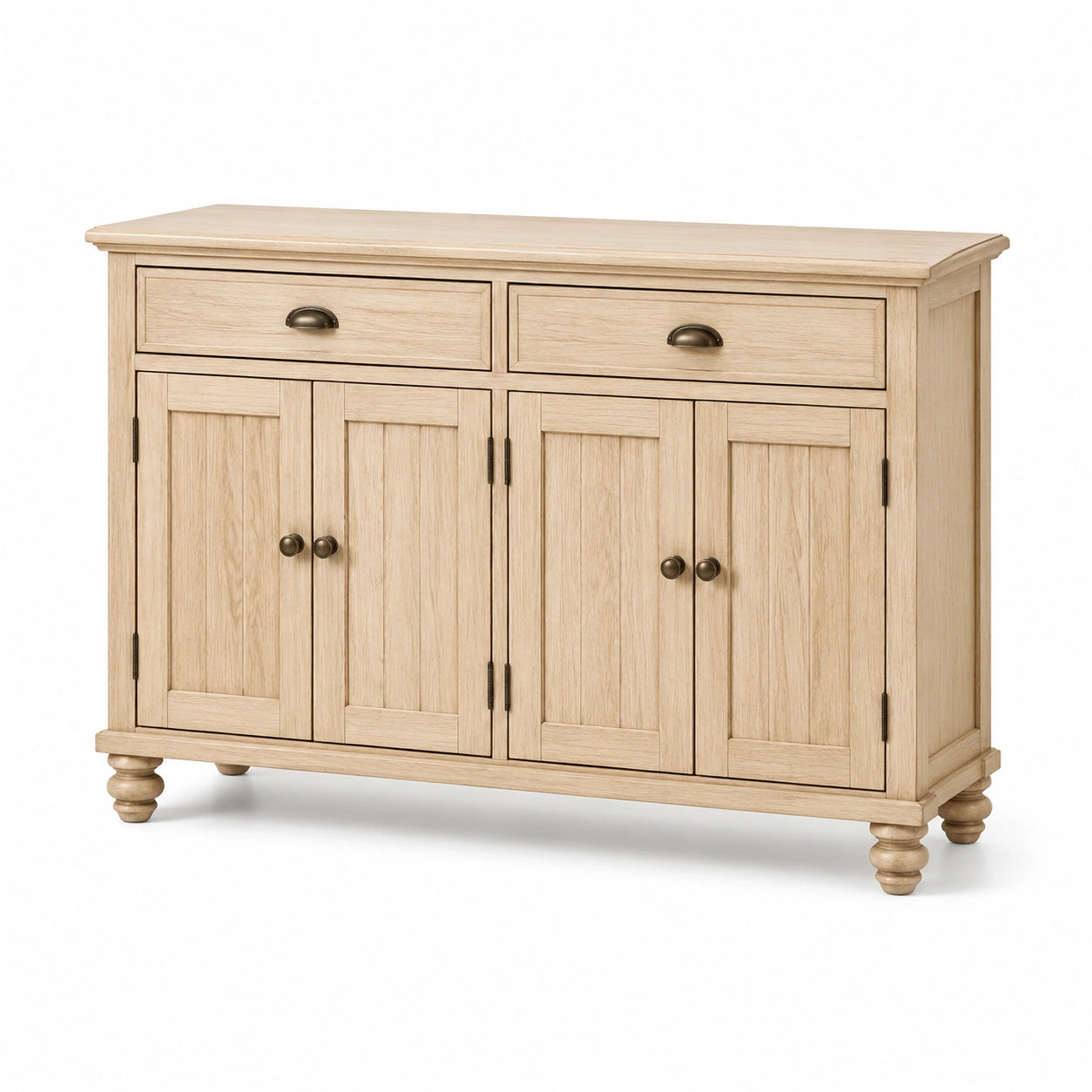 Buffet en bois de chêne avec 4 portes et 2 tiroirs