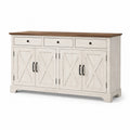 Buffet en bois avec plateau en noyer, 3 tiroirs et 4 portes