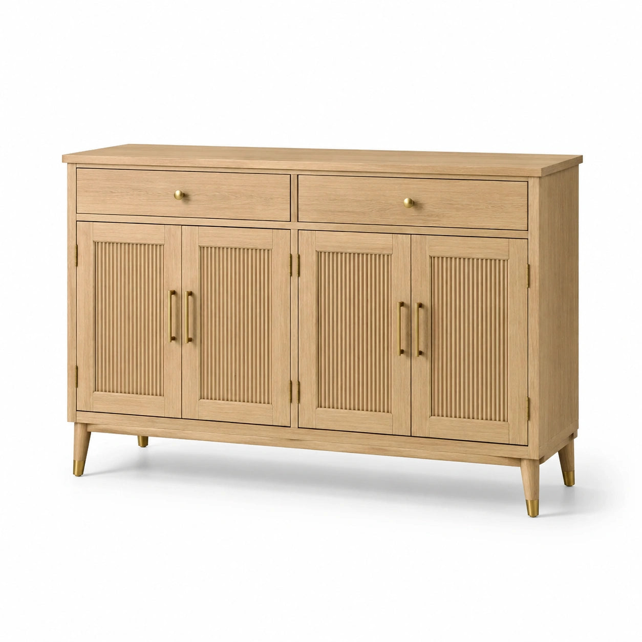 Buffet en bois avec 4 portes et 2 tiroirs en chêne clair