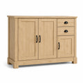 Buffet en bois de chêne avec 3 portes et 2 tiroirs