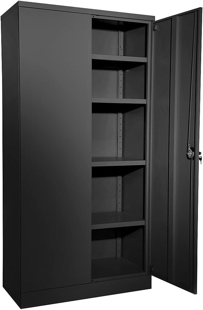Placard à clés, h x l x p 1950 x 915 x 421 mm, avec 4 tablettes – EUROKRAFT, Noir Profond