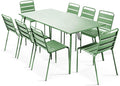 Ensemble Table de Jardin et 8 chaises en métal Vert Cactus – Oviala, Palavas