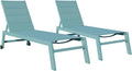 Happy Garden, Bain de soleil, Lot de 2 Bains de Soleil Barbados en textilène et Aluminium Bleu Clair. Transat d'extérieur, Bleu Clair