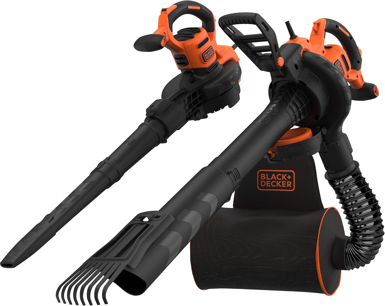 BLACK+DECKER BEBLV301 BEBLV301 Aspirateur Souffleur Électrique à fil Aspirateur + Souffleur, Option Broyeur 3000 W Orange, Noir/Orange