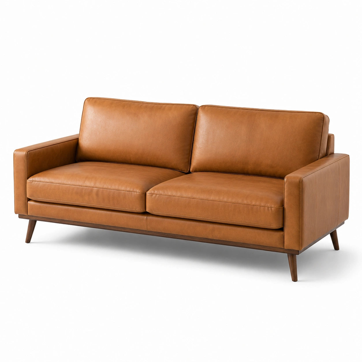Canapé 3 Places Marron Cuir Synthétique Bois