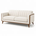 Canapé 3 places en tissu polyester beige avec structure en bois massif