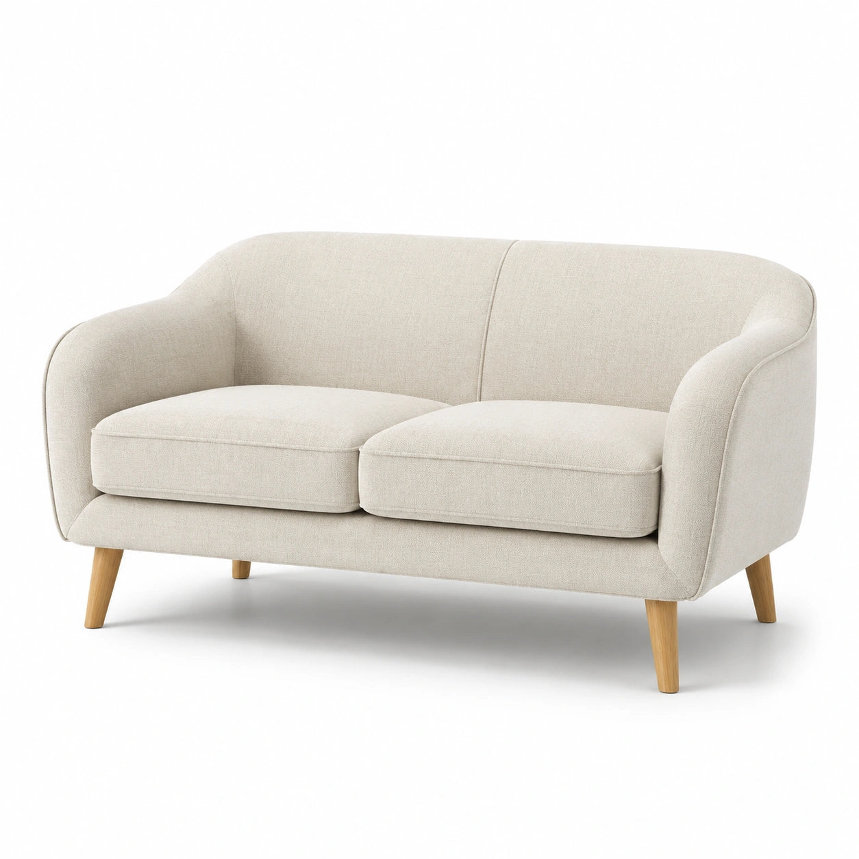 Canapé 2 places en tissu avec pieds en bois chêne 150 cm