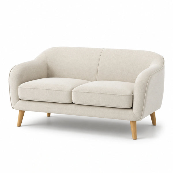 Canapé 2 places en tissu avec pieds en bois chêne 150 cm