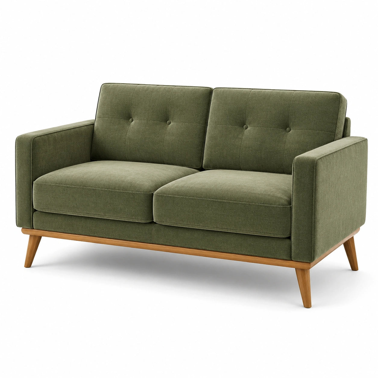 Canapé 2 places en bois et polyester vert 160 cm