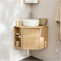 Ensemble Meuble sous Vasque d'angle Sorrento, Bois/Blanc – MOB-IN, Vasque Blanche
