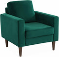 Fauteuil scandinave en Velours Vert Anglais, Canapé 1 Place Fixe Droit Pieds Bois d'hévéa Effet Bois de Noyer – Alice's Garden, Alice's Home