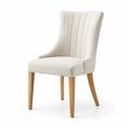 Chaise de salle à manger en tissu beige avec pieds en bois