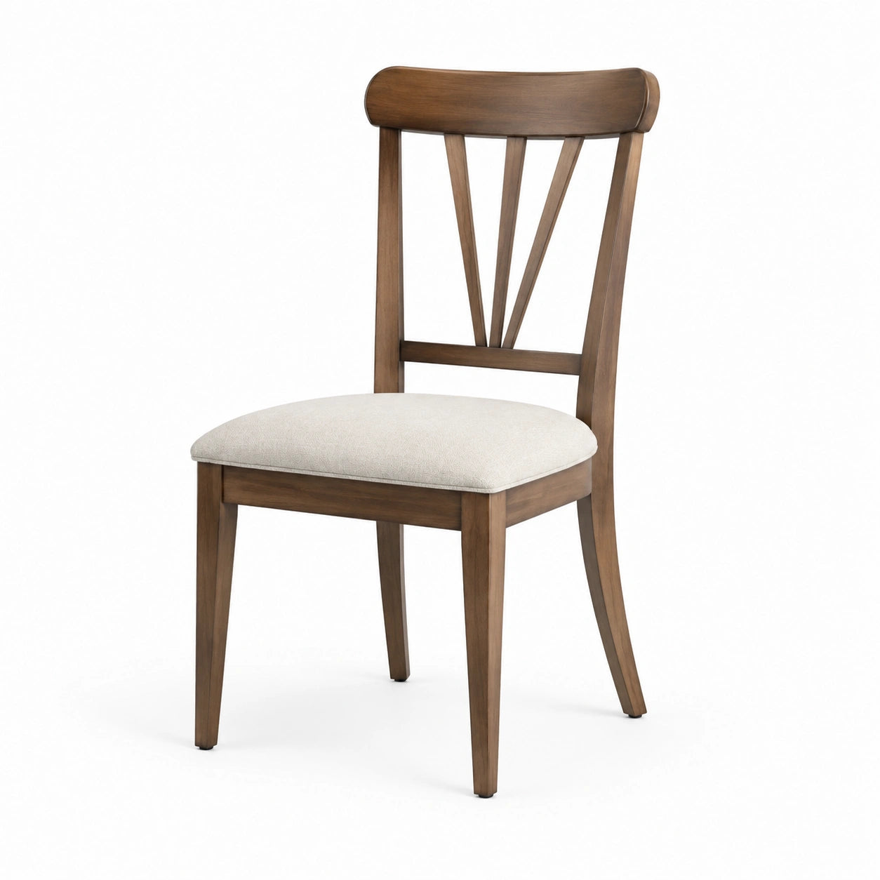 Chaise en bois avec siège en tissu beige