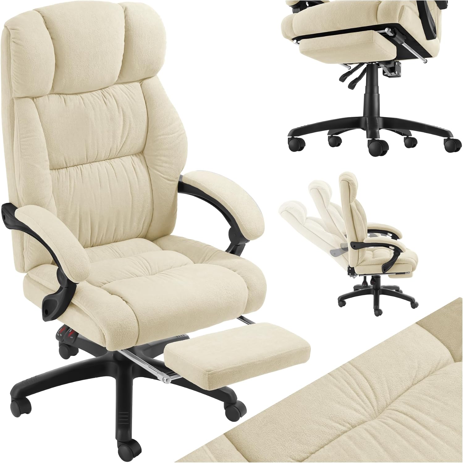 ® Chaise de Bureau Ergonomique avec Repose-Pieds, Chaise Ergonomique pivotante à 360°, Fauteuil de Bureau Rembourrage épais et Revêtement en Velours