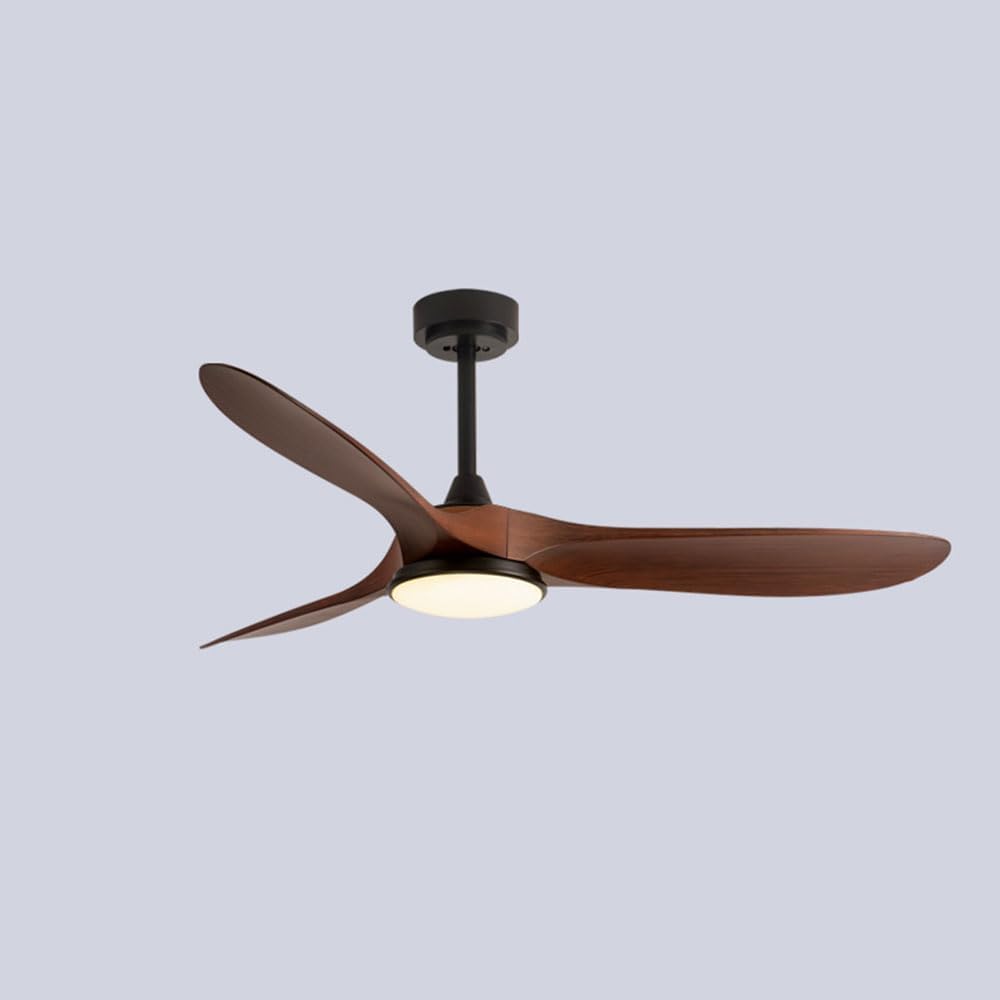 Moddeny, Ventilateur de plafond, Ventilateur de plafond en bois de 42 pouces avec lumières LED 3 couleurs Dimmable, Marron/Noir