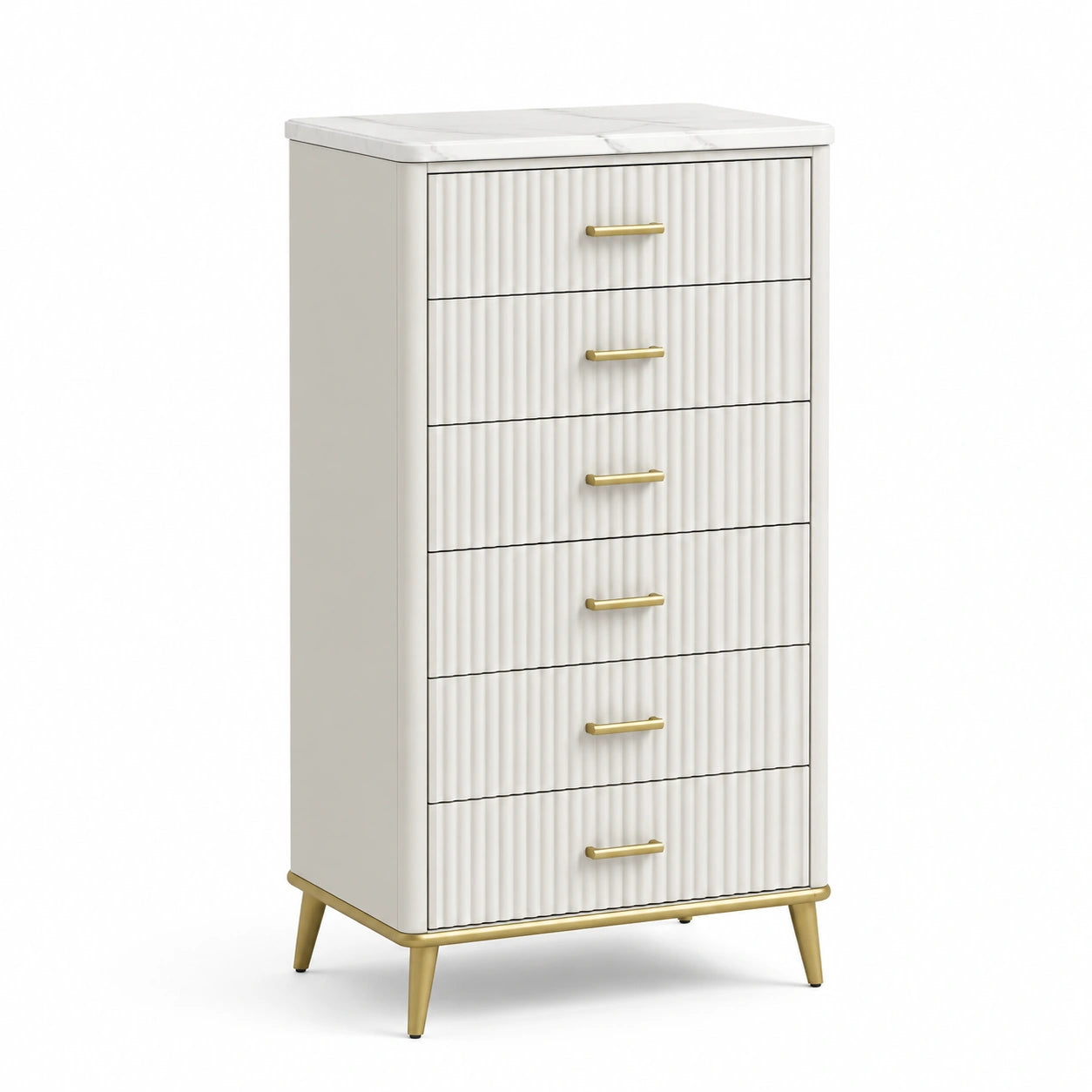 Commode en bois avec dessus en marbre et pieds en métal