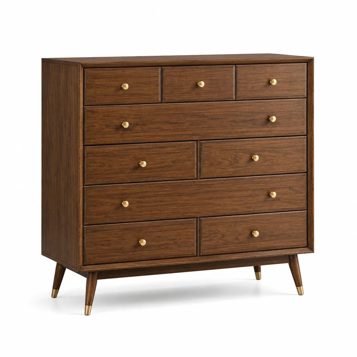 Commode en Bois de Chêne avec 9 Tiroirs Marron