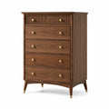 Commode en Bois de Noyer avec 5 Tiroirs et Poignées en Laiton