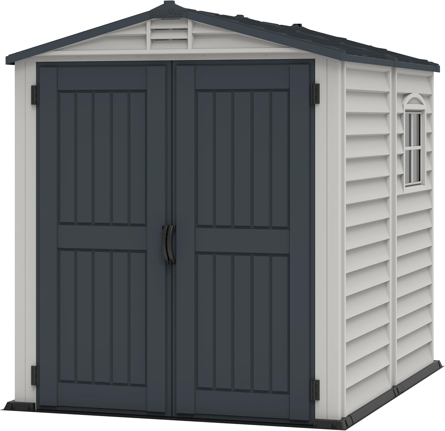 Duramax, Abri de jardin en plastique avec plancher en plastique robuste et 1 fenêtre fixe, sans entretien, StoreMate PLUS 6 x 6, 3.65 m2