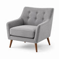 Fauteuil en tissu polyester gris avec pieds en bois