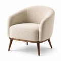 Fauteuil cabriolet en tissu bouclé beige avec structure en bois