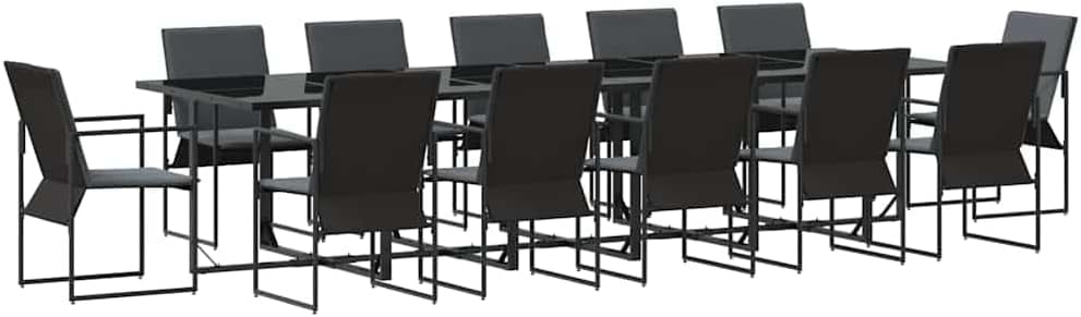 Ensemble de Salle à Manger pour Jardin 13 pcs Noir Acier, Jardin et terrasse – vidaXL, Collection Moderne de mobilier d'extérieur, siège rembourré