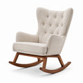 Fauteuil à bascule en bois avec revêtement en tissu bouclé beige