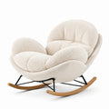 Fauteuil à bascule bouclette crème avec pieds en bois et métal