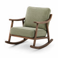 Fauteuil à bascule en bois et tissu polyester vert