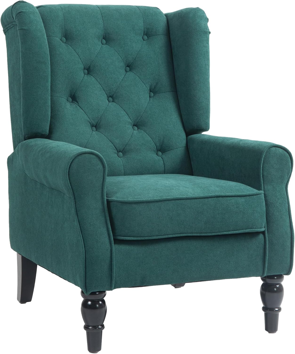 Fauteuil de Salon, 74 x 86 x 102 cm, Fauteuil Capitonné avec Pieds en Bois – HOMCOM, Assise Large, Grand Confort, Vert
