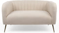 Canapé 2 Places BOMBARO Tissu Bouclette Beige & Pieds métal doré, Salon, Beige/Doré – Menzzo, Canapé Design Moderne Compact