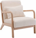 Fauteuil, Fauteuil à bouclettes Blanches texturées. Bois et Tissu. 1 Place Droit Fixe. Pieds Compas, Blanc/Bois – Alice's Home