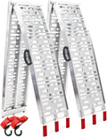 WilTec, Lot de 2X Rampe de Chargement Pliable 2260 x 295 mm, avec poignées, capacité de Charge Max. 680 kg, Argent/Rouge, Profil à Trous