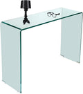 Table consoles, Console en verre trempé transparent, 100 x 75 x 33 cm., Transparent – Dmora
